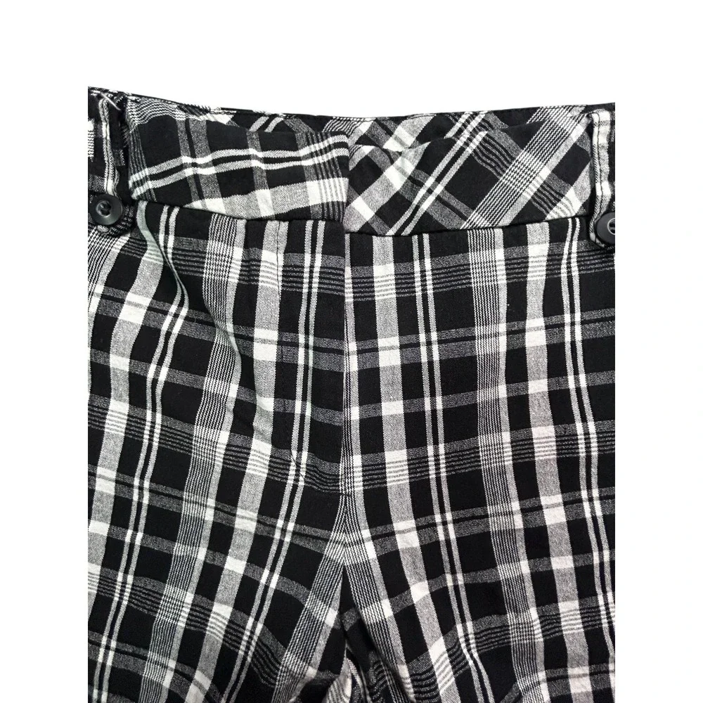 AB Studio Shorts Womens Size 12 Black White Check Pockets Relaxed Fit Stretch
